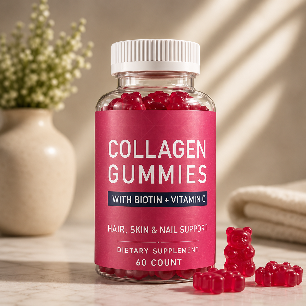 Soralia Collagen Gummies Biotin + Vitamin C | Hair, Skin & Nails | 60 Count.