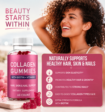 Soralia Collagen Gummies Biotin + Vitamin C | Hair, Skin & Nails | 60 Count.