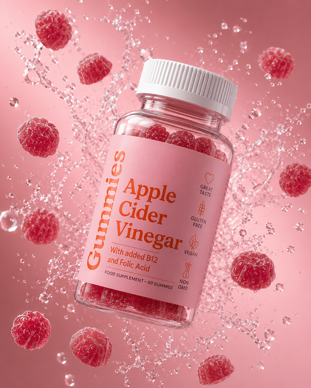 Soralia Apple Cider Vinegar Collagen Gummies with B12 & Folic Acid - Vegan, 60 Count
